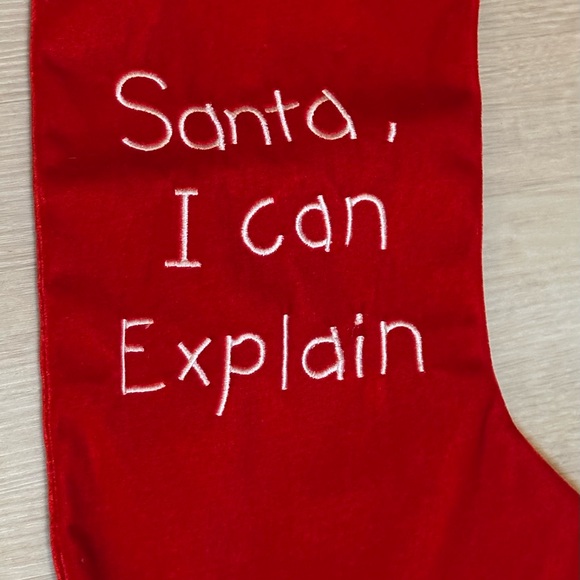“Santa, I Can Explain” Christmas Stocking - Red/White, 17” Fun Holiday Decor - Picture 4 of 16